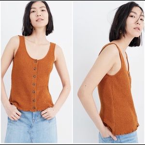 Madewell Kingston Button Front Caramel Sweater Tank L
